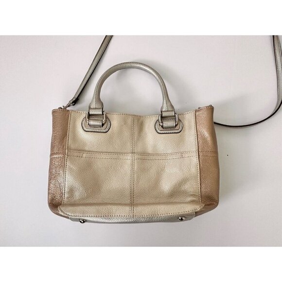 TIGNANELLO Women's Handbag Metallic Pebbled Leather Shoulder Strap Office Career - Picture 2 of 10